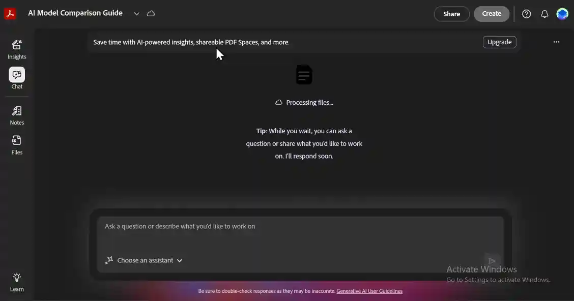 واجهة مساعد Adobe Acrobat AI